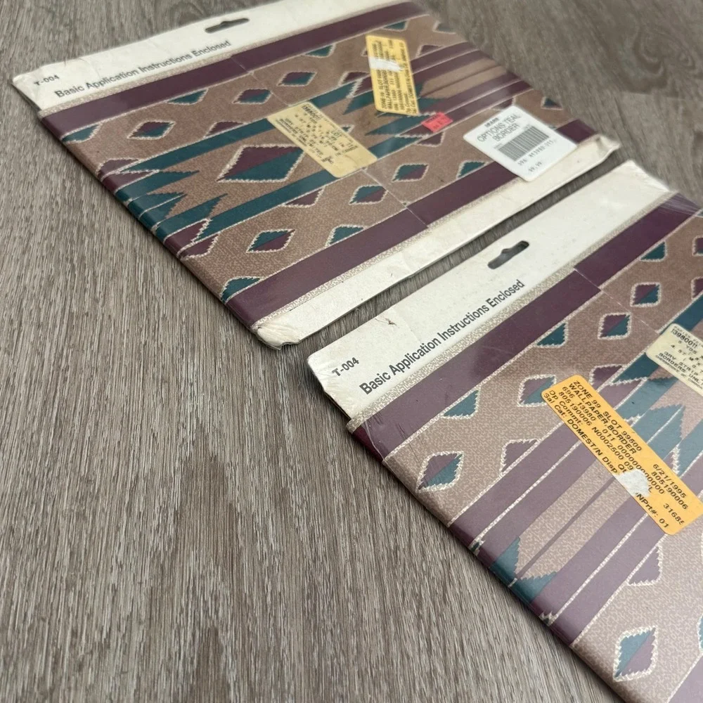Vintage Colormate Southwestern Wallpaper Border 2 Rolls Teal Burgundy 1995 Sears